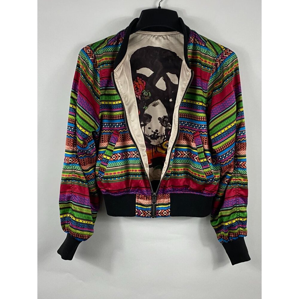 H&M Fashion Against Aids Multicolor Aztec Reversible Full Zip Jacket 8 F129